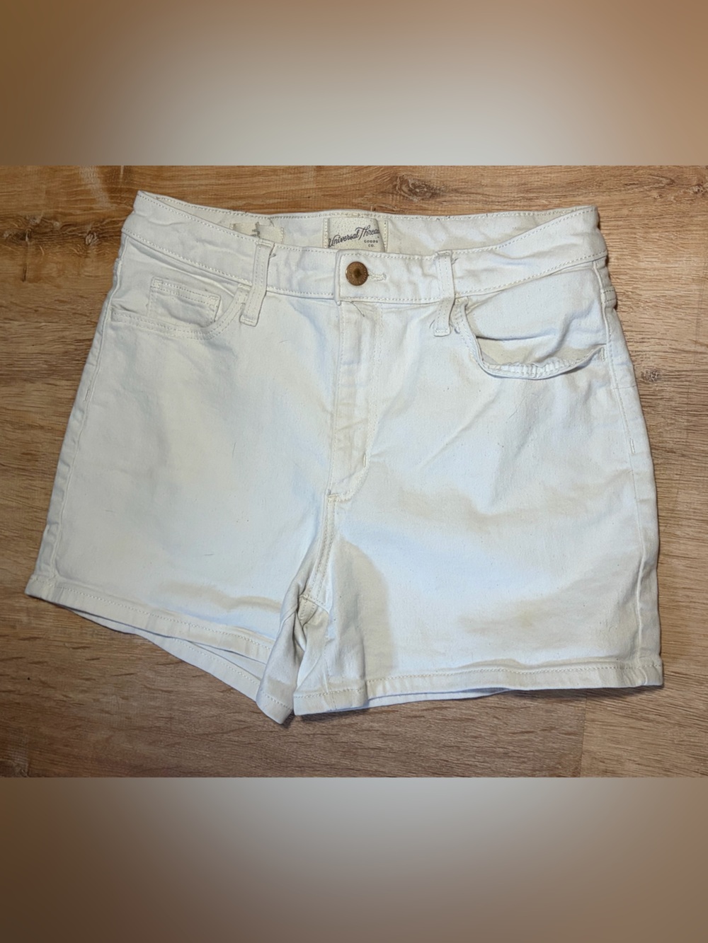 Universal Thread Mid Rise Off White Cotton Denim Shorts